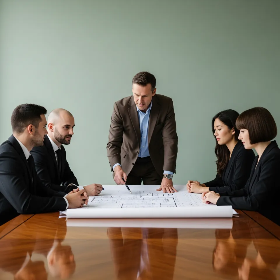 Equipa analisando planeamento estratégico